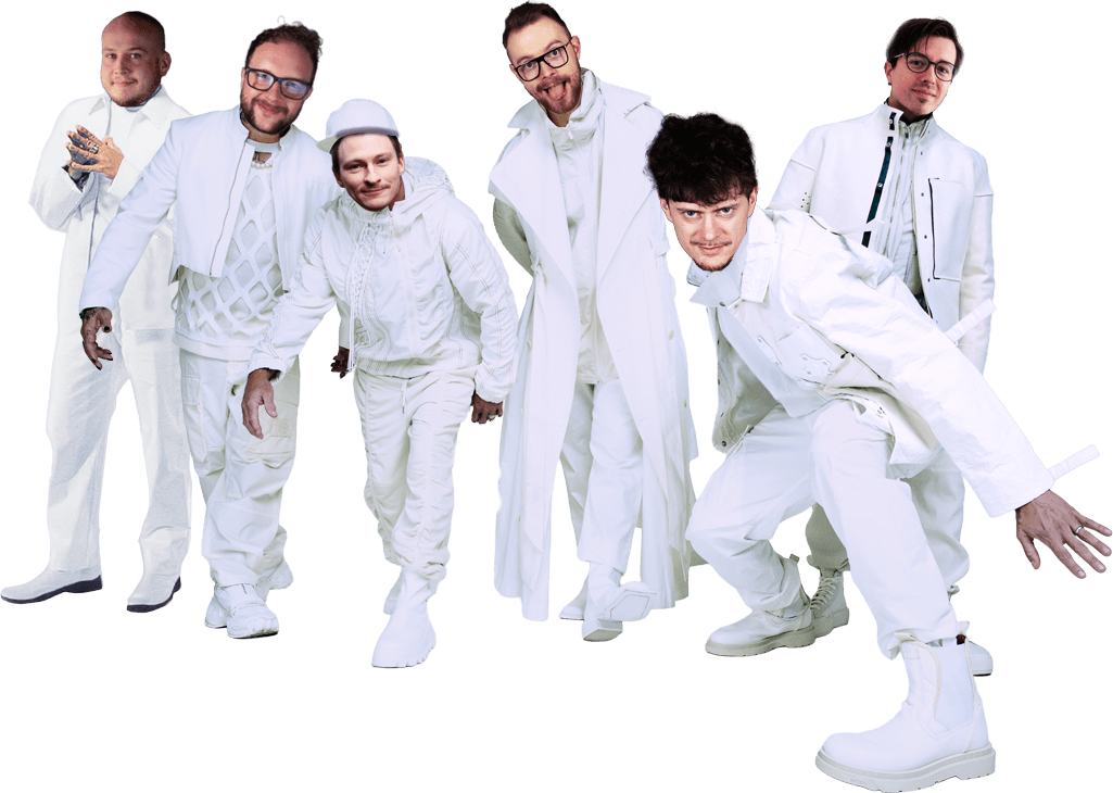 Vystupující kapely Influnetic ve stylu slavné fotky Backstreet Boys