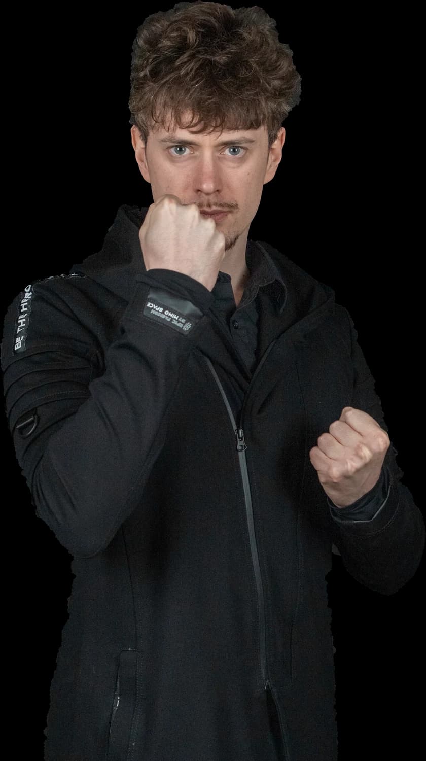 Herdyn — kapitán v bojovém postoji před zápasem na Streamers Clash